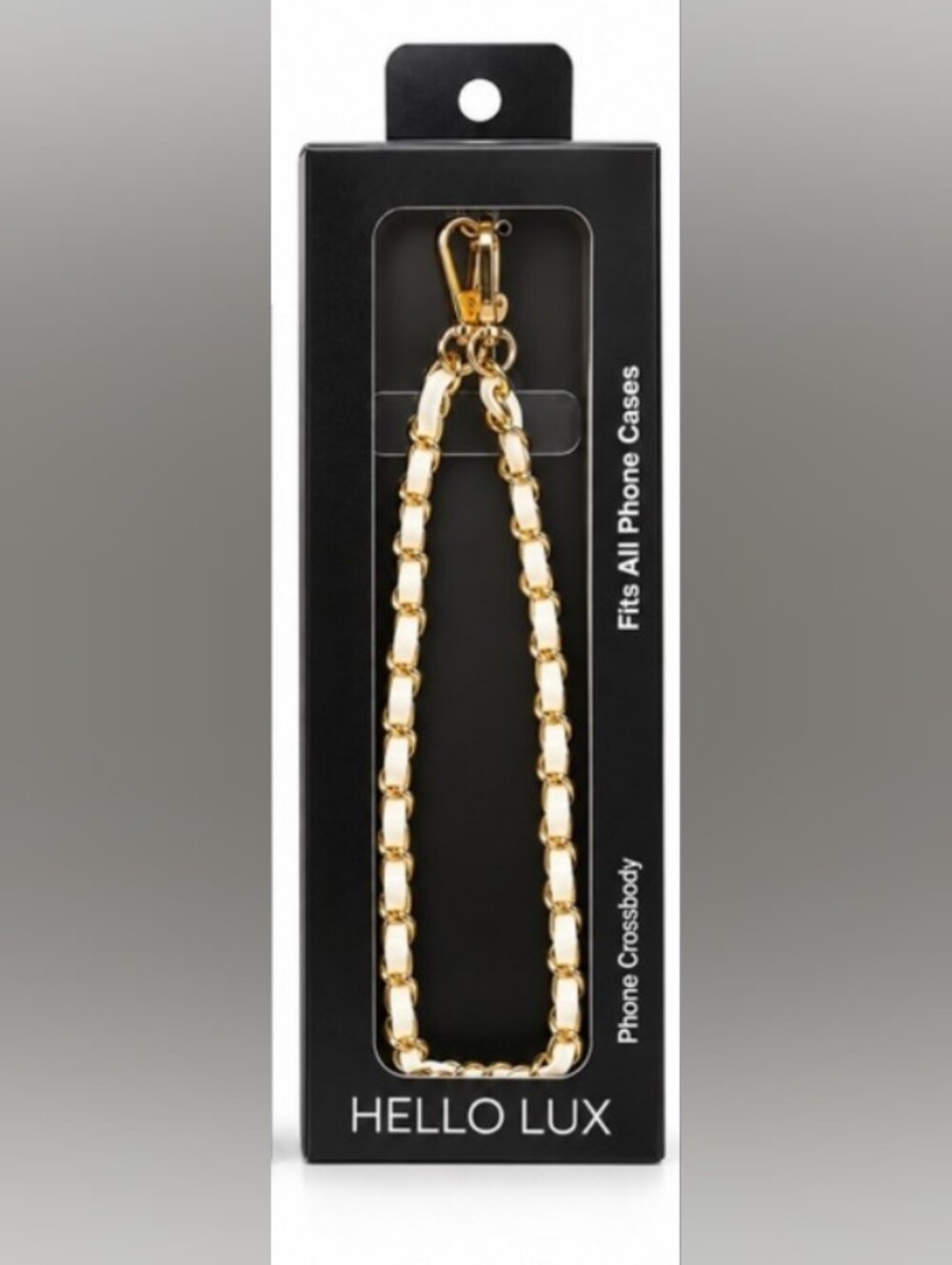 Hello Lux-Phone Chain Wristlet Strap (Goldtone/White)🤍